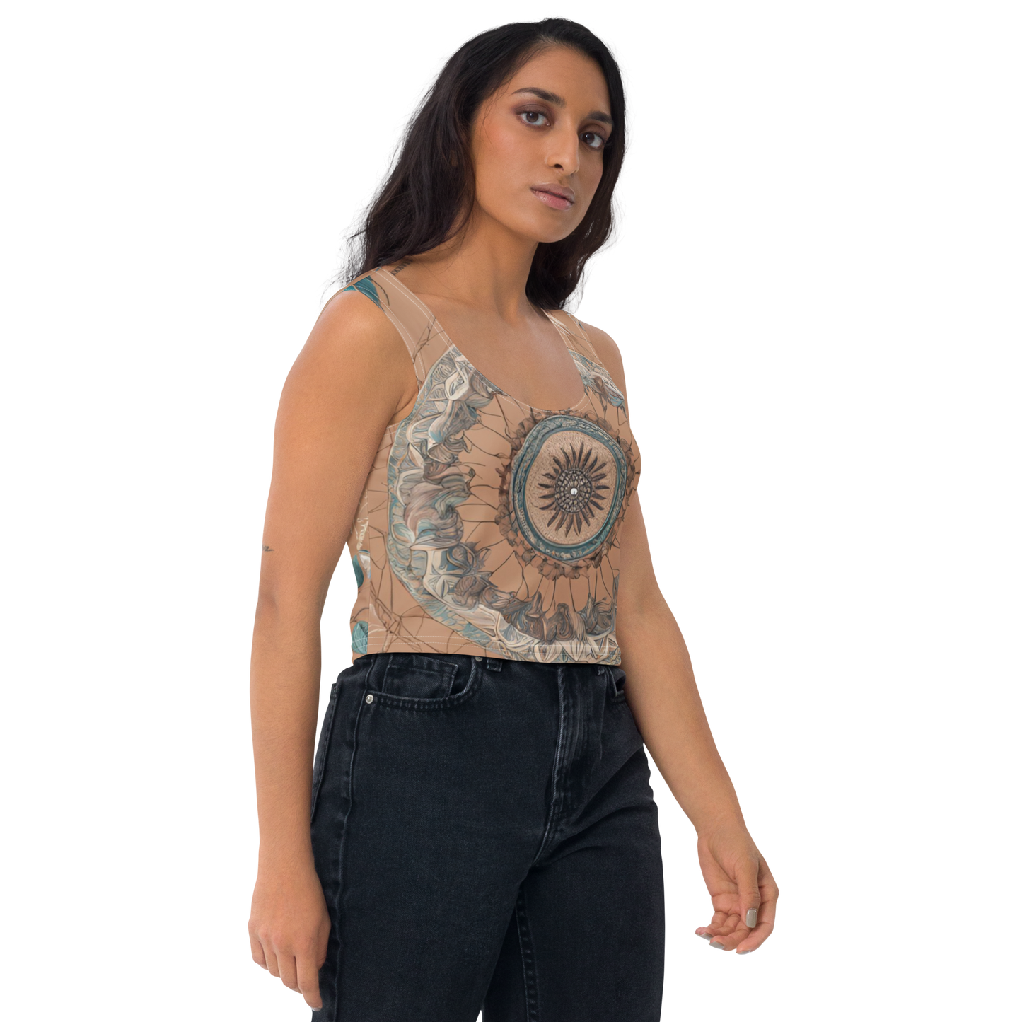 "Boho Dream" Mandala Feather Crop Top