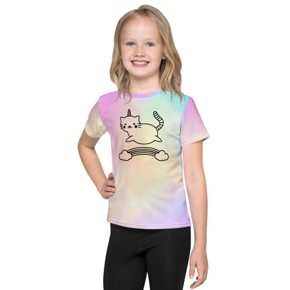 Whimsical Caticorn Kids' T-Shirt – Rainbow Dreams Collection