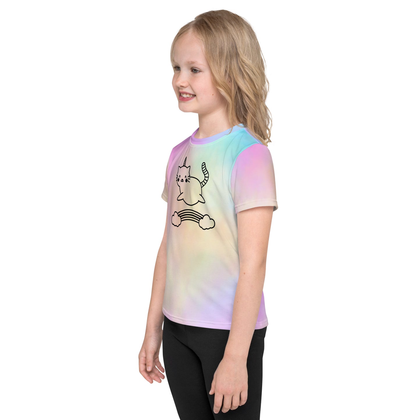 Whimsical Caticorn Kids' T-Shirt – Rainbow Dreams Collection