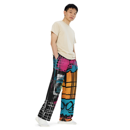 Abstract Graffiti Wide-Leg Pants