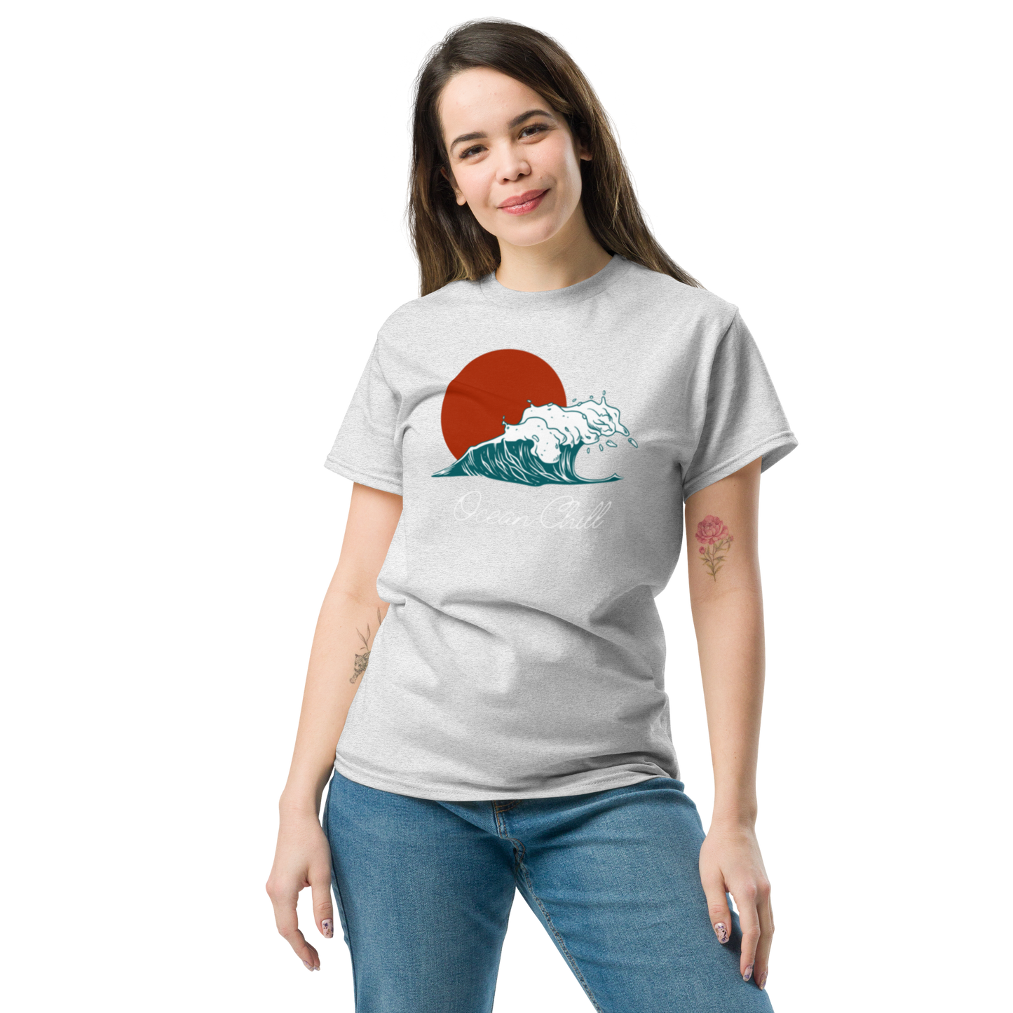 Unisex Classic Tee - "Ocean Chill" Wave Design