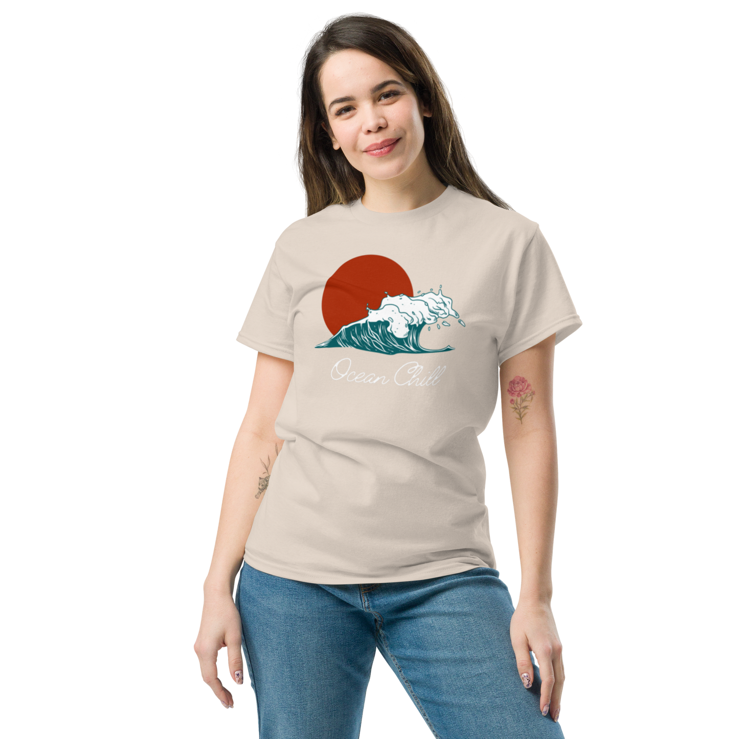 Unisex Classic Tee - "Ocean Chill" Wave Design