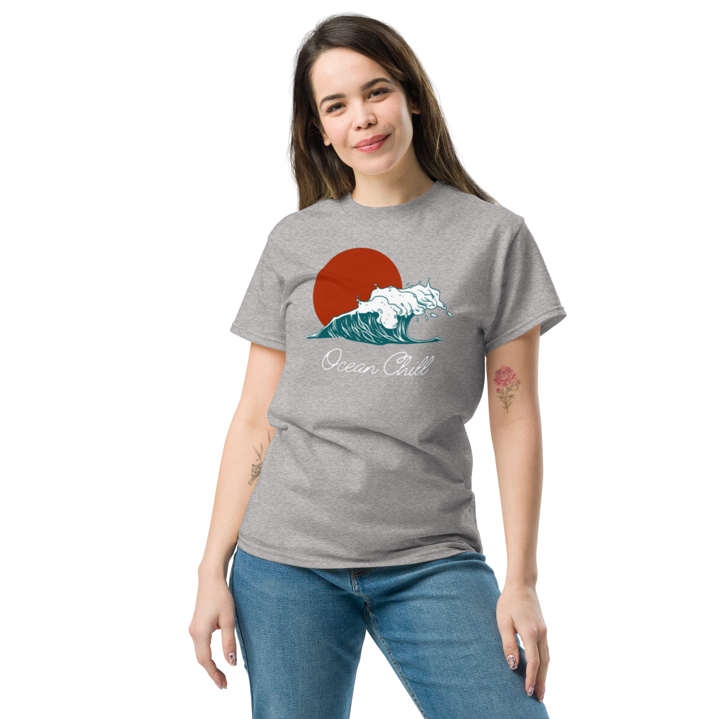 Unisex Classic Tee - "Ocean Chill" Wave Design