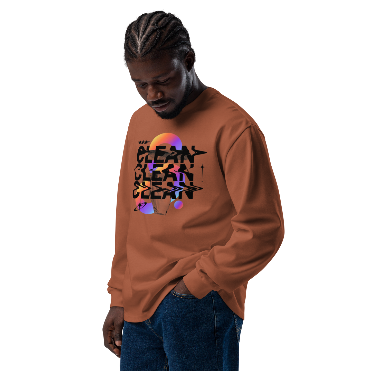 Glitch Clean" Premium Heavyweight Long Sleeve Shirt