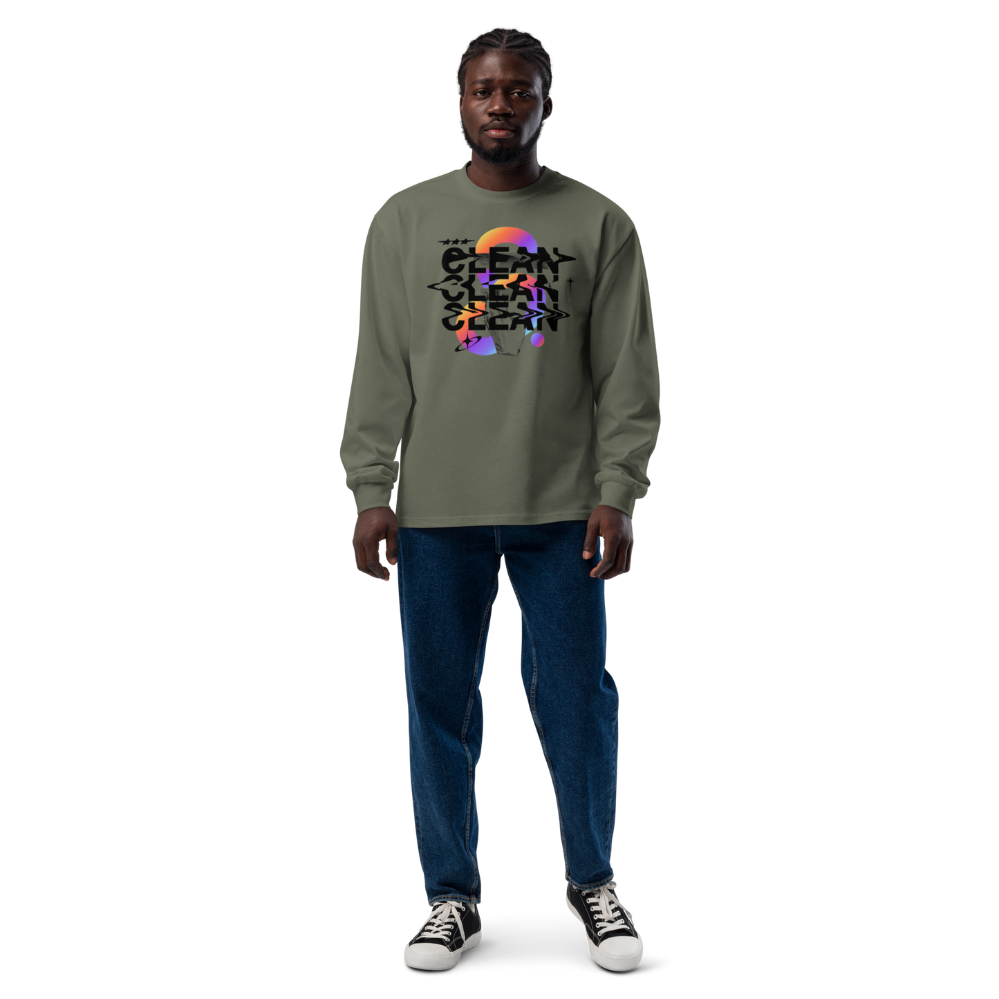 Glitch Clean" Premium Heavyweight Long Sleeve Shirt