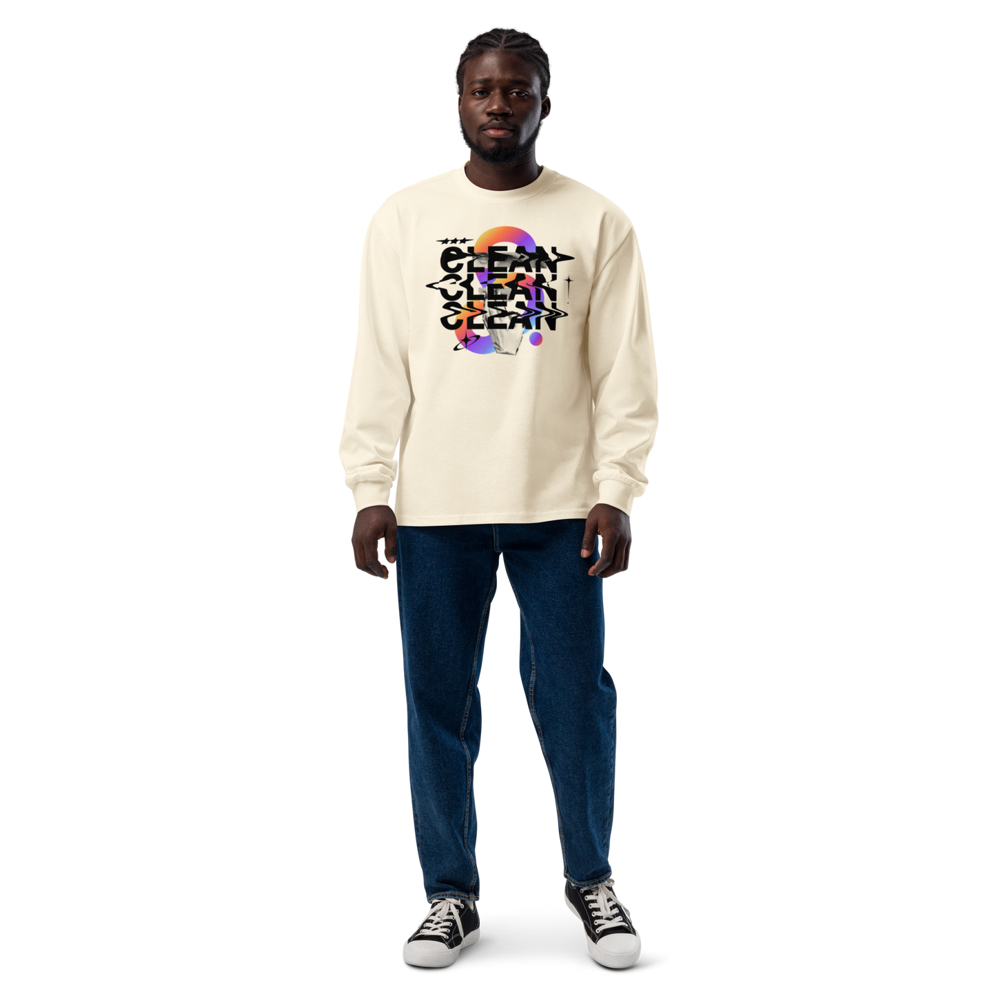 Glitch Clean" Premium Heavyweight Long Sleeve Shirt