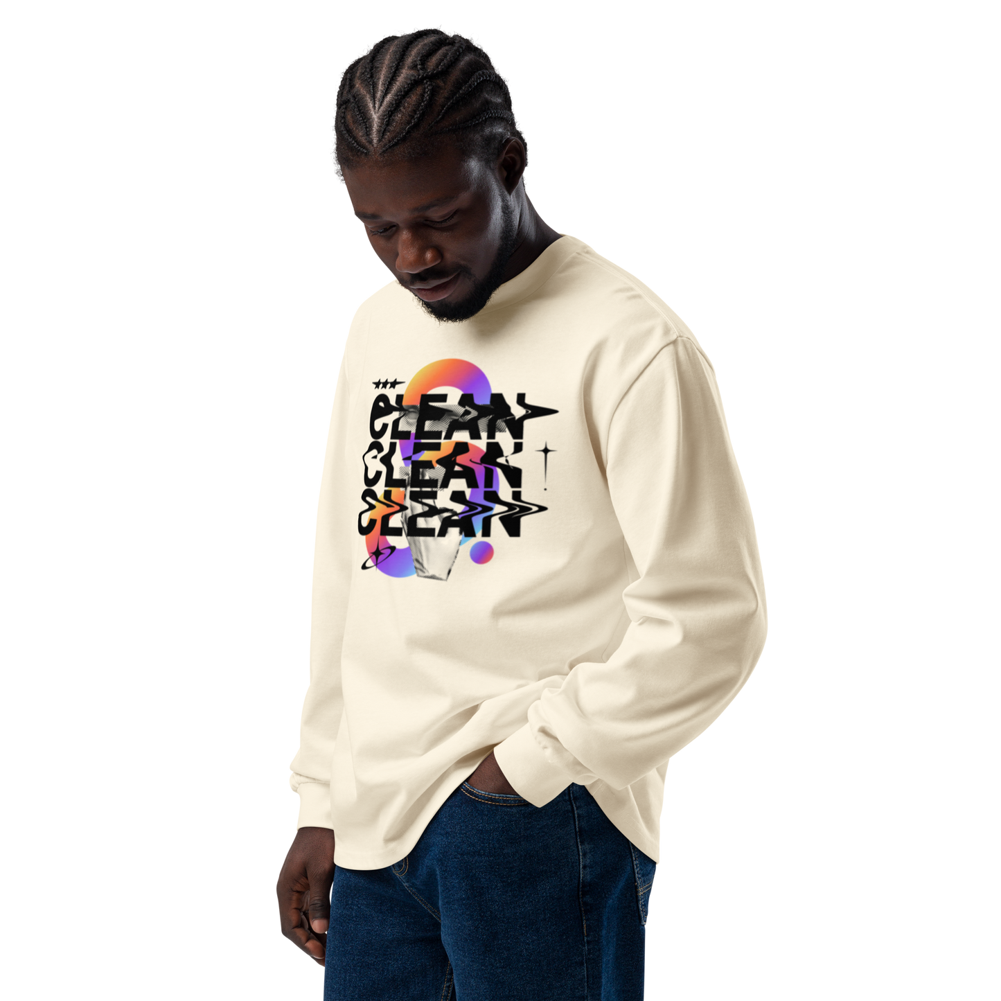 Glitch Clean" Premium Heavyweight Long Sleeve Shirt