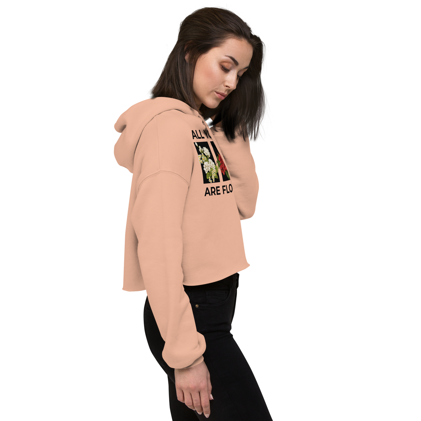 "All You Need Are Flowers" Cropped Hoodie